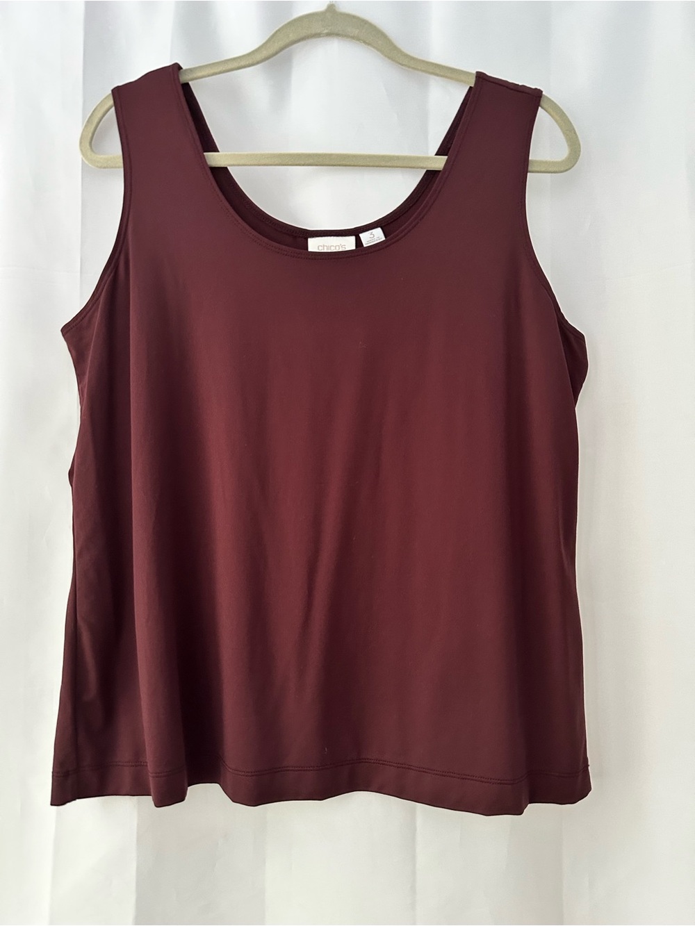 Chico's Size 3 XL Sleeveless Scoop Tank Top Wine Basic Classic Capsule